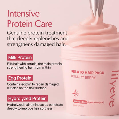 lilyeve REPAIRTURN Bouncy Berry Gelato Hair Pack, Milk Protein