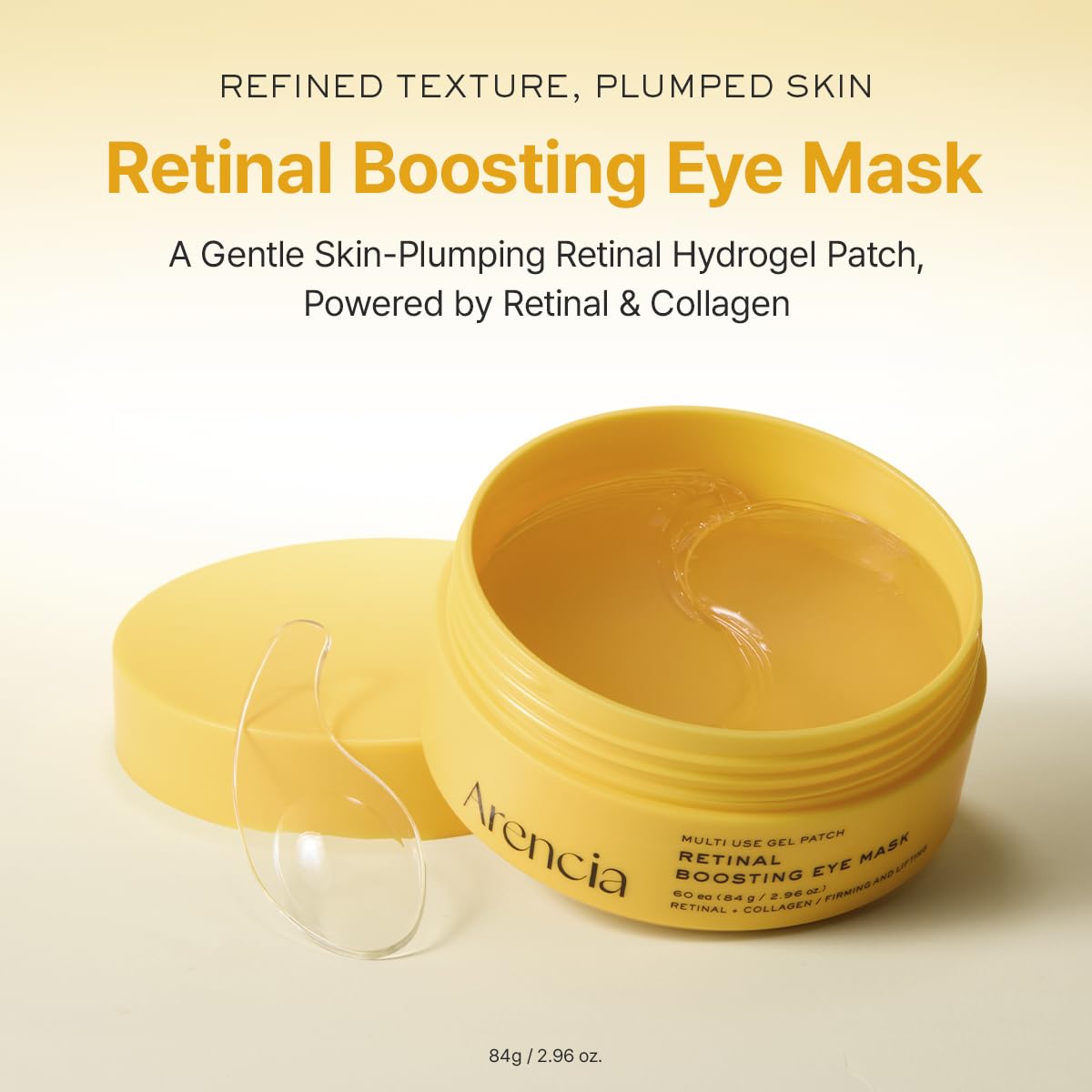 ARENCIA Retinal Boosting Eye Patch, Hydrogel Under Eye Mask with Peptides for Dark Circles, Puffiness, Fine Lines, 60 Patches
