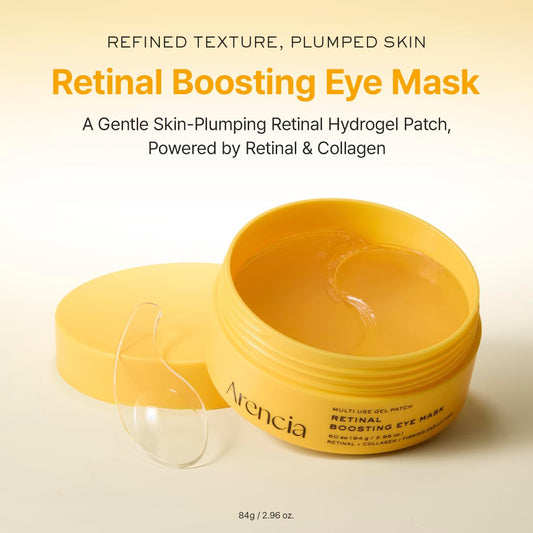 ARENCIA Retinal Boosting Eye Patch, Hydrogel Under Eye Mask with Peptides for Dark Circles, Puffiness, Fine Lines, 60 Patches