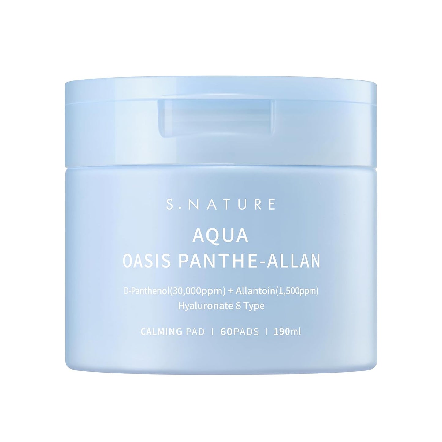 S.NATURE AQUA OASIS PANTHE-ALLAN CALMING PAD 60 Pads, Exfoliating, Pore Care, Cooling, Soothing, Hydrating