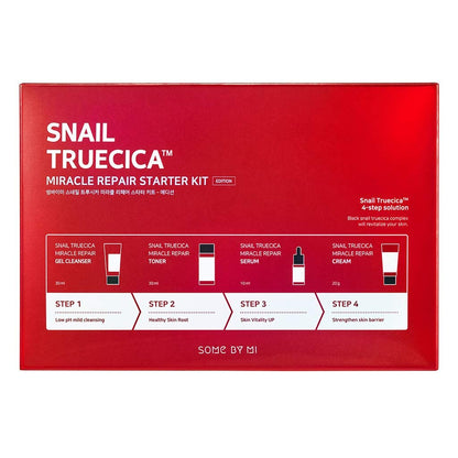 SOME BY MI Snail Truecica Miracle Repair Starter Kit- Toner, Serum, Gel Cleanser, Cream - Damaged Skin Solution for Sensitive Skin/Facial Skin Care Set