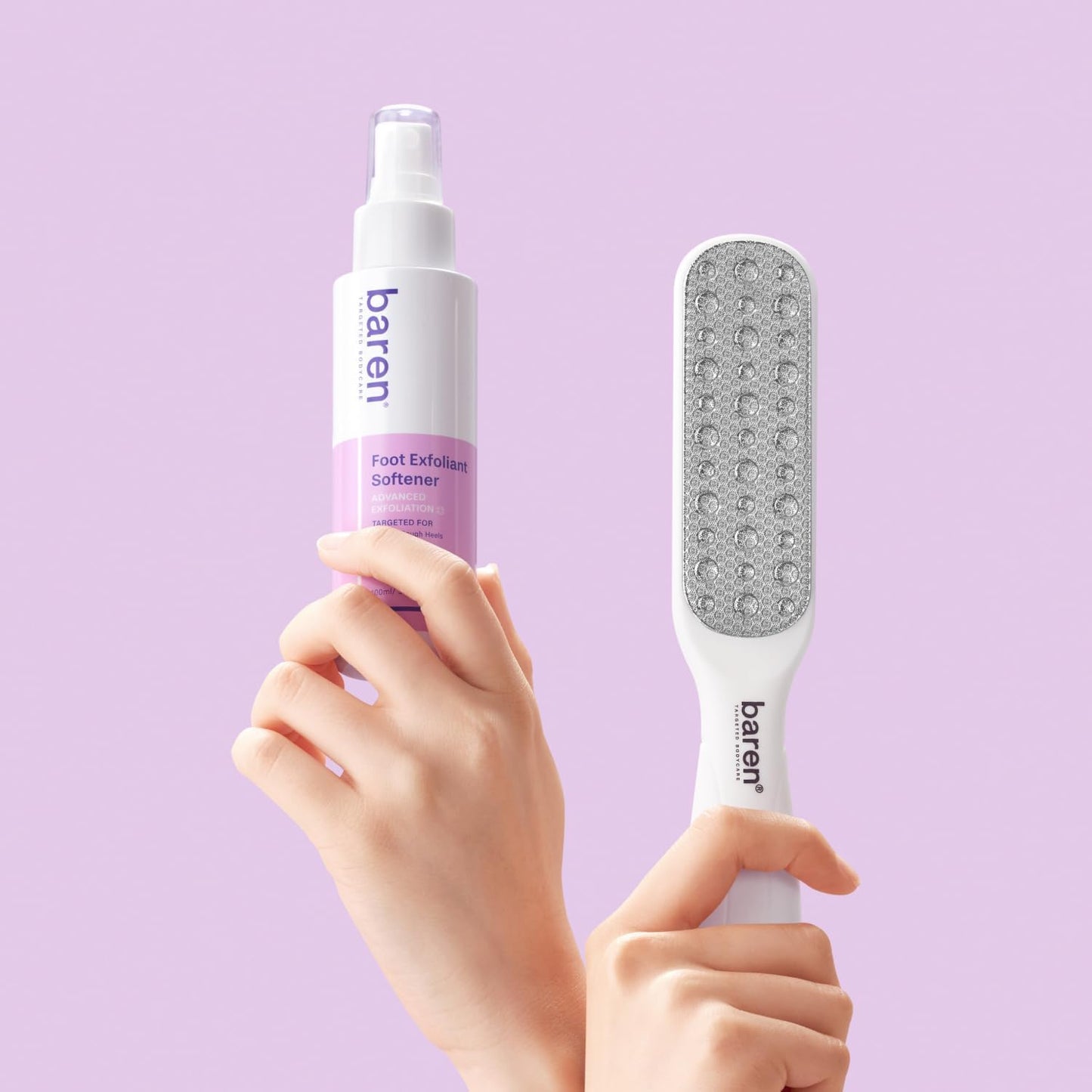 Baren Foot Callus Remover Kit, Instant Peeling Spray & Foot File for Heels