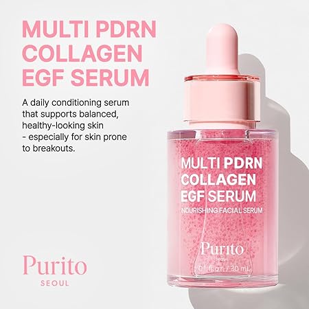 PURITO Multi PDRN + Collagen + EGF Revitalizing Facial Serum | for Glass Skin, Radiance, Elasticity & Hydration | 99% Pure PDRN Complex, Firming & Brightening Booster