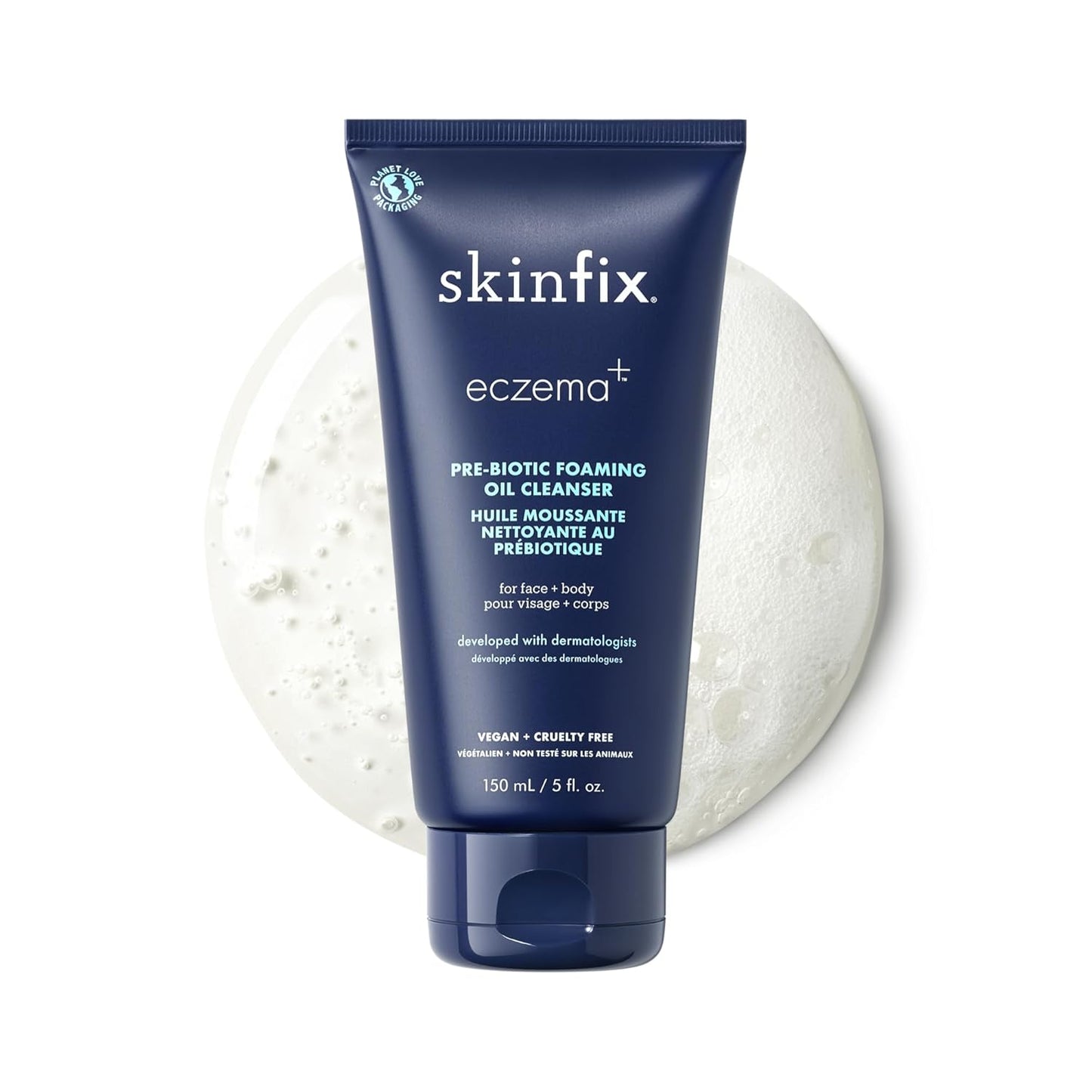Skinfix Pre-Biotic Face + Body Foaming Oil Cleanser - Hydrates, Calms with Colloidal Oatmeal, Triple Lipid Complex & Coconut - Accepted by the National Eczema Association - Cruelty Free