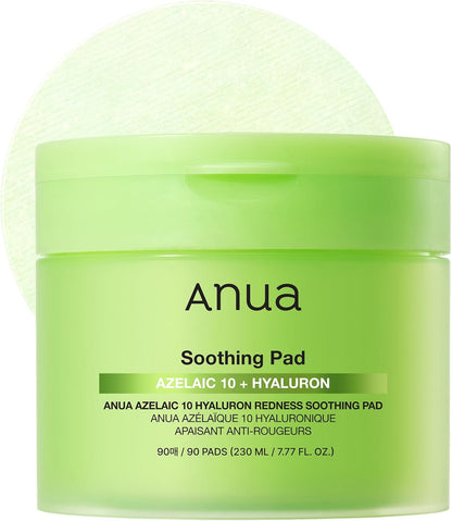 ANUA Azelaic Acid 10 Hyaluronic Acid Soothing Toner Pads, Hydrating Facial Mask for Redness, Pore & Blemish Care, Quick & Easy Stretchable Formula, Korean Skincare, 90 Pads