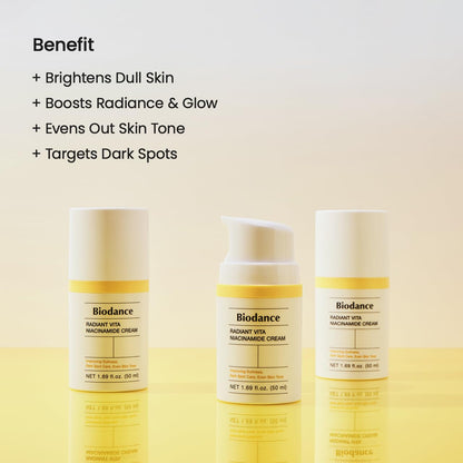 BIODANCE Radiant Vita Niacinamide Cream, Brightening, Dark Spot Correcting, Hydrating Facial Moisturizer with Vitamin C, B12, Korean Skin Care, Self Care Gifts for Women