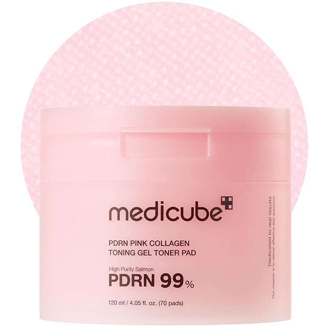 medicube Toner Pads Salmon DNA PDRN Pink Collagen Jelly Pad, Gel Toner Pad, Niacinamide, Madecassoside, Retinol, Soothing, Radiance, Uneven Skin Tone