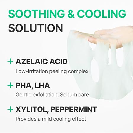 CENTELLIAN24 Madeca Azelaic Acid Calming Serum Mask - Redness Care, TECA AC Daily Mask sheets, 7 Masks for Sebum Control, Gentle Exfoliation, Cooling and Redness Care, 7 Count
