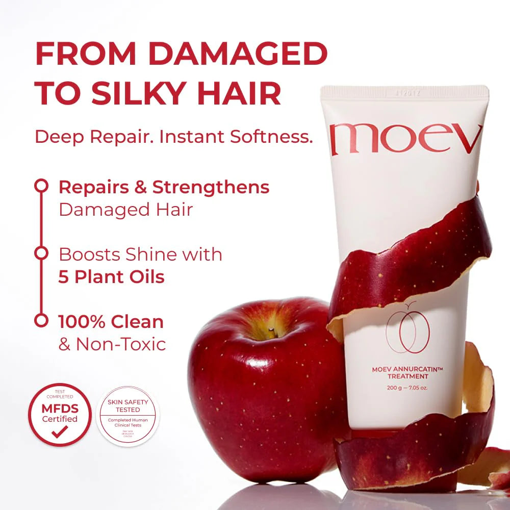 MOEV Annurcatin Treatment is a hair treatment designed to nourish and revitalize damaged hair, promoting healthy and lustrous locks.