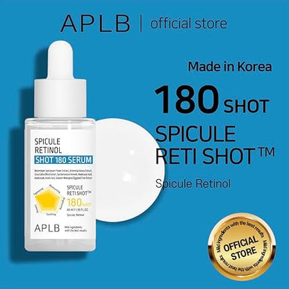 APLB Spicule Retinol Shot 180 Serum - SPICULE RETI SHOT, Korean Skincare, Gentle Exfoliation, Wrinkle Care, Long lasting hydration, Revitalize for gentle and improve skin texture
