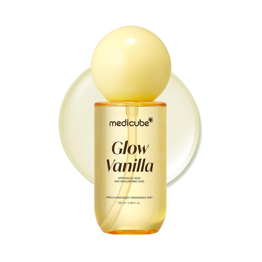 Medicube Glow Vanilla Hair & Body Fragrance Mist, Sweet Creamy Vanilla Musk Perfume Mist with Niacinamide and Hyaluronic Acids - Freshness, Odor Care & Glow, Korean Body Care