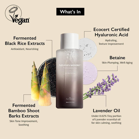 Haruharu Black Rice Hyaluronic Toner, Lavender Scent, Vegan, Toner for Face, Deep Hydration, Glass Skin, Soothing & Moisturizing, Balance Dehydrated Skin, Cruelty-Free, Korean Skin care