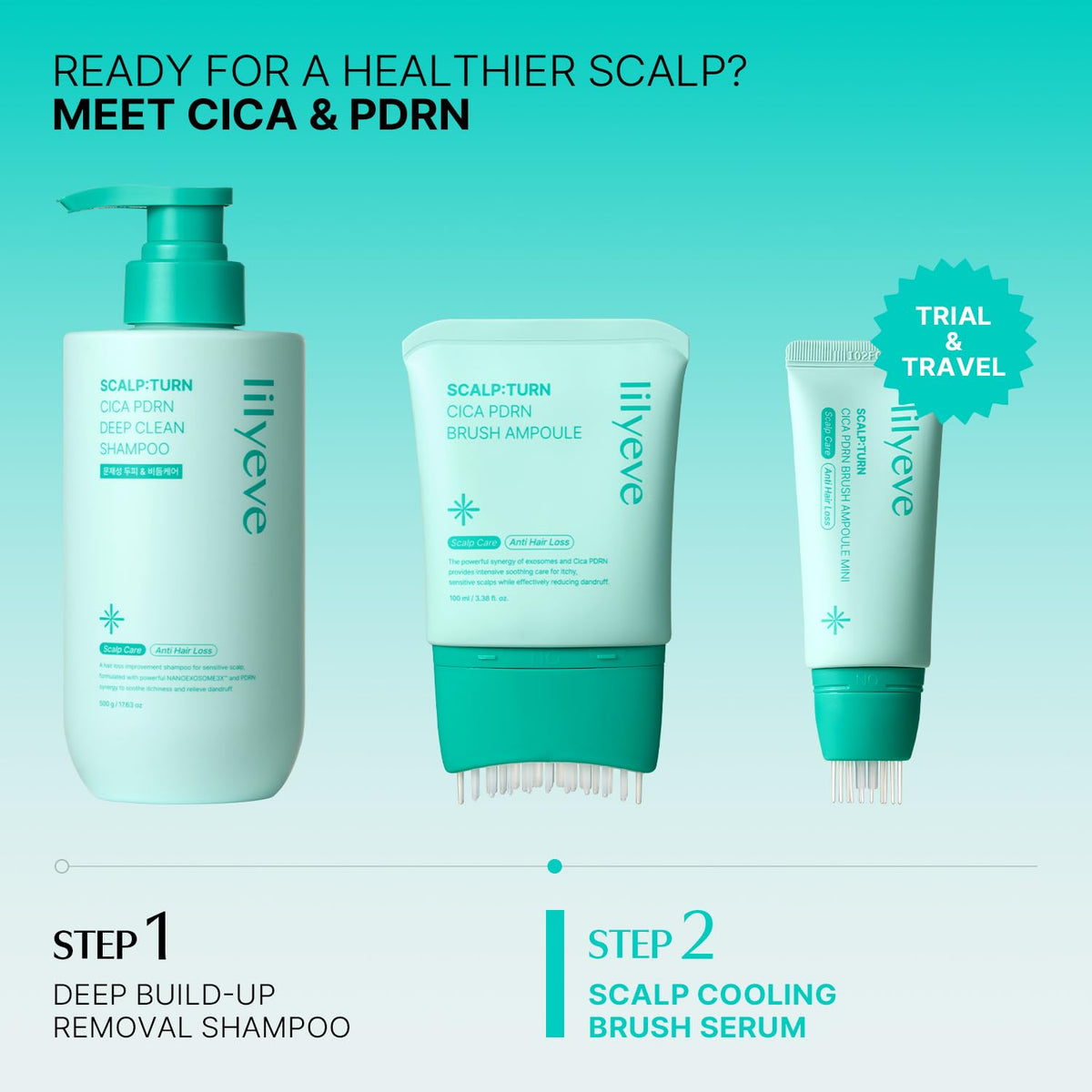 lilyeve SCALPTURN Cica PDRN Scalp Serum with Built-In Brush