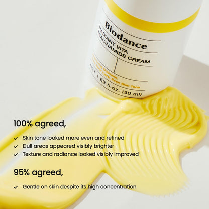 BIODANCE Radiant Vita Niacinamide Cream, Brightening, Dark Spot Correcting, Hydrating Facial Moisturizer with Vitamin C, B12, Korean Skin Care, Self Care Gifts for Women