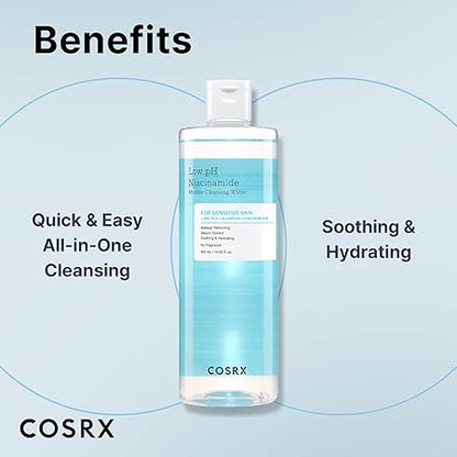 COSRX Low pH Niacinamide Micellar Cleansing Water - Daily Mild Facial Cleansing Wash for Sensitive Skin, Sebum control, Korean Skin Care