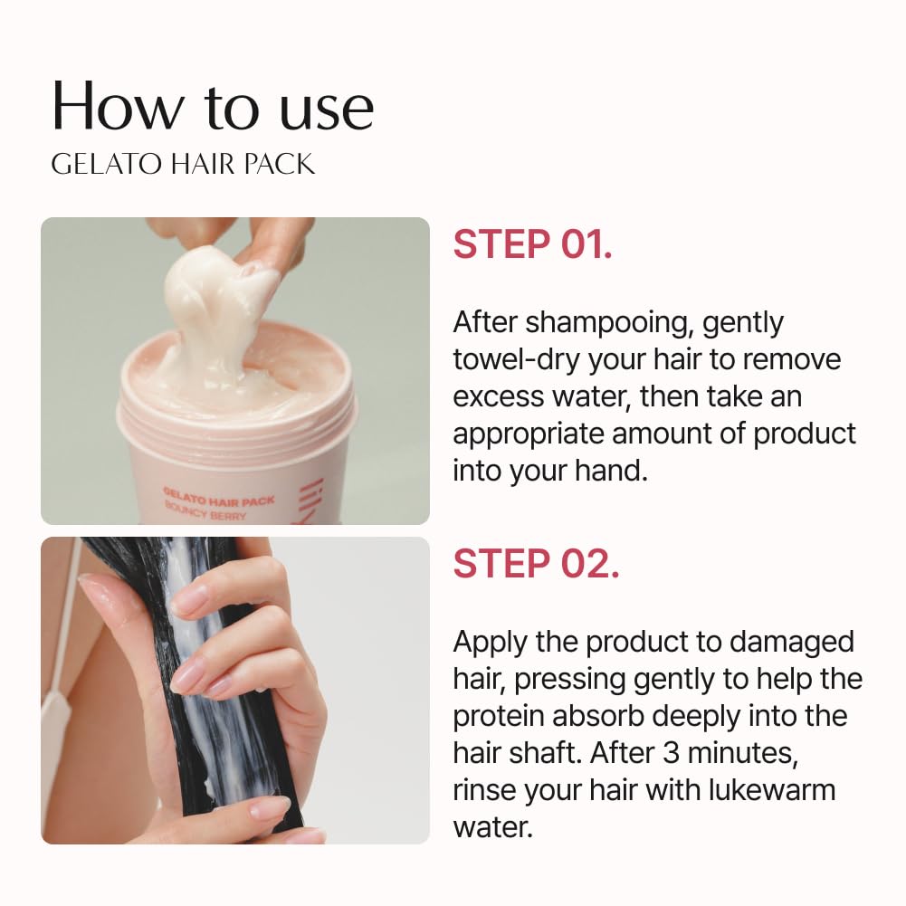 lilyeve REPAIRTURN Bouncy Berry Gelato Hair Pack, Milk Protein