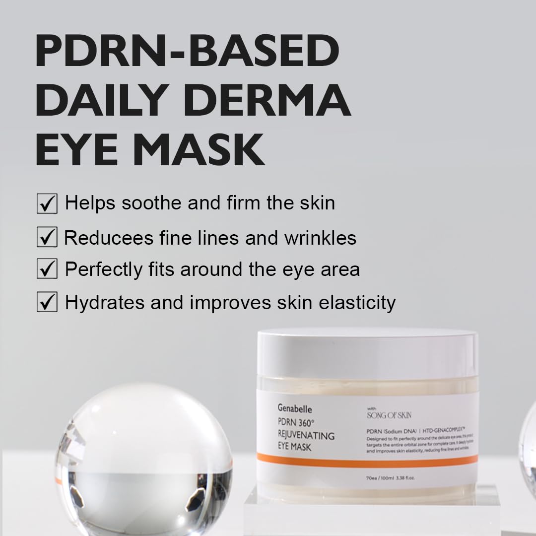 Genabelle PDRN 360° Rejuvenating Eye Mask – Full Eye Area Eye Patches for Hydration, Firming & Elasticity with PDRN & Peptides – Targets Dark Circles, Puffiness & Fine Lines, Glass Skin