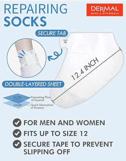 DERMAL Moistfull Silky Foot Mask (1 Mask)  -Hydrating Foot Mask Socks for Dry Cracked Feet, Toes, and Callus - Ceramide, Shea Butter - Repair Rough Heels - Refreshing Peach Scent (Non-Peel)