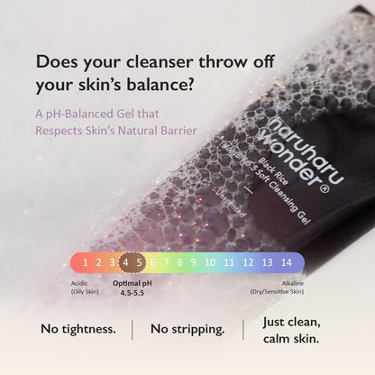 HARUHARU wonder Black Rice Moisture 5.5 Soft Cleansing Gel, Gentle Daily Cleanser, Low 5.5pH, Moisture Balance, Soap Free, For Sensitive Skin, Vegan, Cruelty-Free
