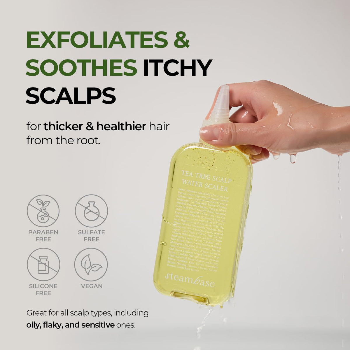 Tea Tree Scalp Treatment, Purifies and Exfoliates Oily Scalp, Natural BHA & Tea Tree, Removes Odor & Buildup, Hypoallergenic Exfoliator