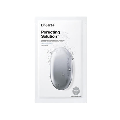 Dr.Jart+ Dermask Porecting Solution Korean Charcoal Face Mask, Sheet Mask for Oily Skin, Korean Skin Care