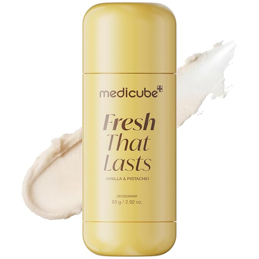 medicube Kojic Acid & Turmeric Aluminum-Free Deodorant | Vanilla & Pistachio Perfumed Stick, All-Day Odor Protection for Women & Men | Underarm Brightening Care