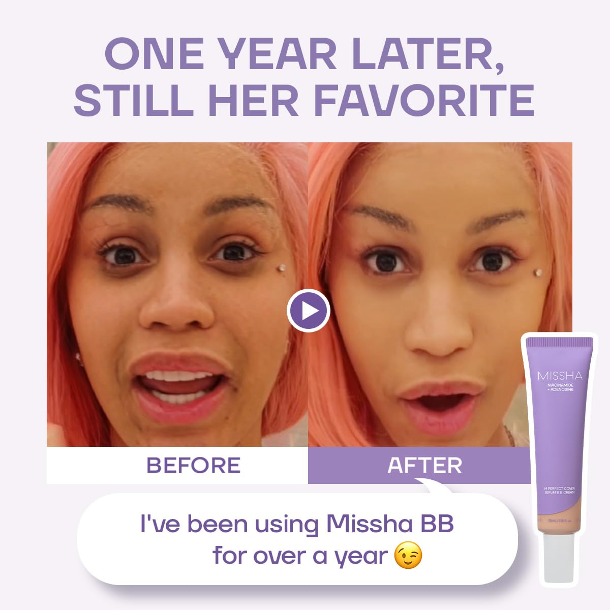 MISSHA M Perfect Cover Serum BB Cream No.27 Honey Beige (Mini) Cardi B's pick; medium cool-neutral; skin tint, tinted moisturizer, skin care foundation, Korean Makeup, buildable coverage