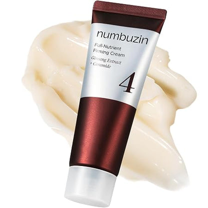 numbuzin No.4 Full Nutrient Firming Cream - Skin Elasticity, Wrinkle Care, Anti-aging, Deeply Nourishing, Hydration, Red Ginseng, Panthenol, Niacinamide, Bifida