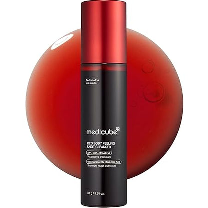medicube Red Body Peeling Shot, AHA + BHA Exfoliating Body Spray for Summer-Ready Smooth Skin, Treats Strawberry Skin, Bumps & Breakouts