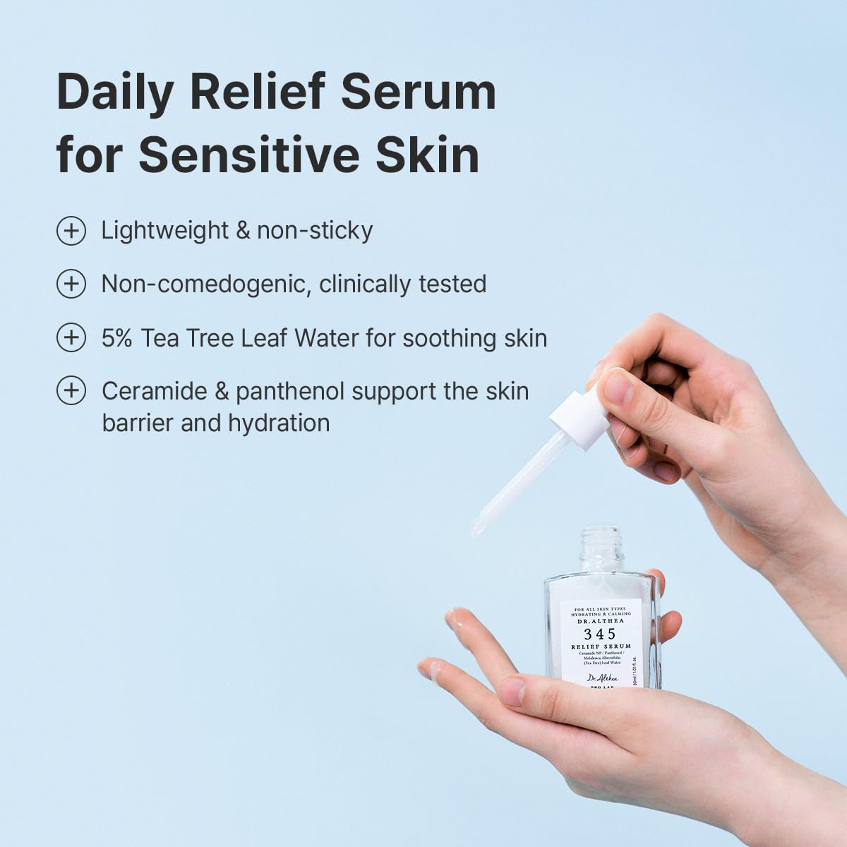 Dr.Althea 345 Relief Serum | Daily Hydrating Face Serum for Dry, Irritated Skin | Soothing Redness & Post-Acne Care, Non-comedogenic | Korean Vegan Skincare