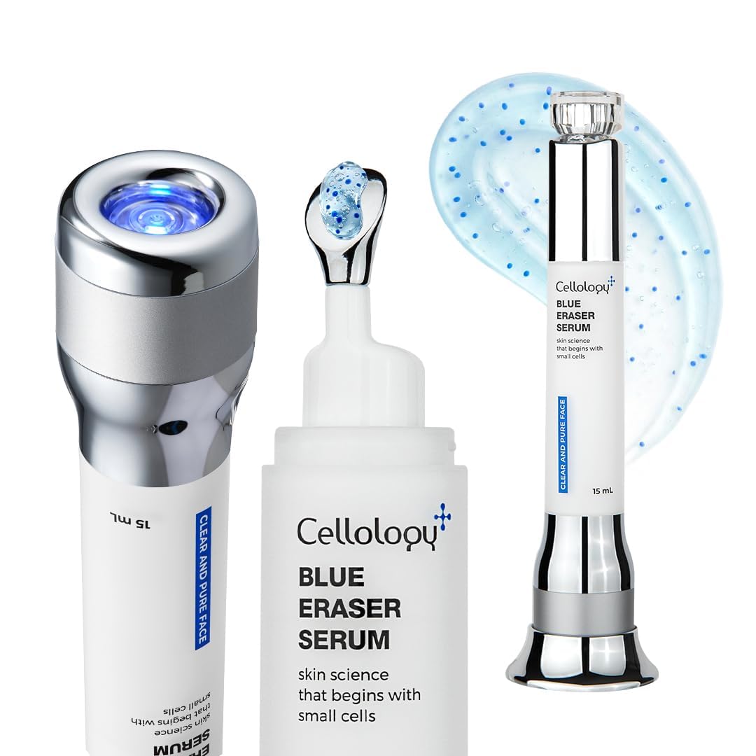 Blue Eraser Serum with Cooling LED Applicator, Tea Tree Calming Serum for Oily Skin & Sensitive Skin, Korean Skincare