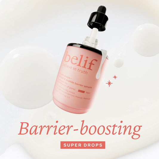 belif Retinol & Peptide Super Drops Serum – Anti-Aging Skin Booster and Pore Minimizer with Hyaluronic Acid for Firming, Smoothing & Repair, Korean Skincare for All Skin Types