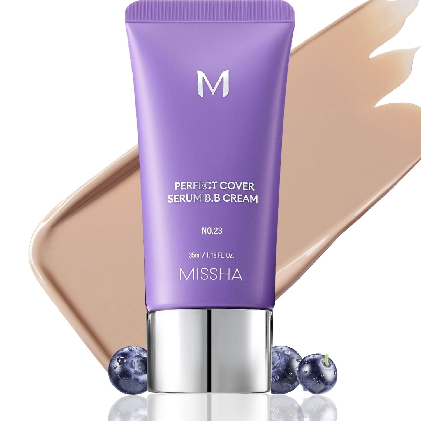 MISSHA M Perfect Cover Serum BB Cream No.23 Natural Beige (mini) -Light/Medium with Cool/Neutral Undertone, Skin Tint, Tinted Moisturizer, Skin Care Foundation Makeup