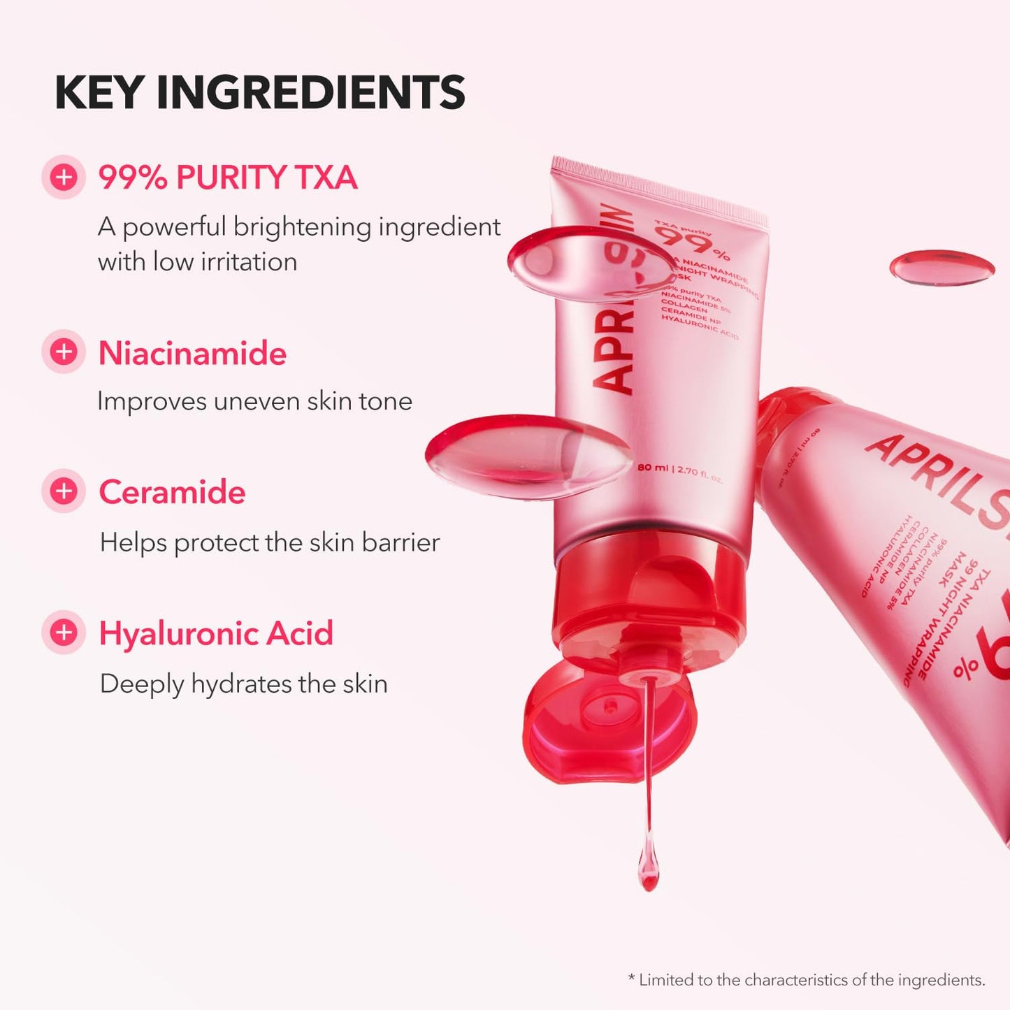 APRILSKIN TXA Niacinamide 99 Overnight Wrapping Mask, 99% High-Purity TXA+Niacinamide for Uneven Skin Tone, Overnight Skin Booster for Toning Care, Firming & Pore Care