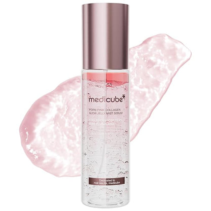 medicube Jelly Mist Serum with Pink PDRN Collagen | Dual-Texture Glow Spray with Niacinamide, Glutathione, Ceramide, Hyaluronic Acid | for Hydration, Radiance, Plump-Looking Skin