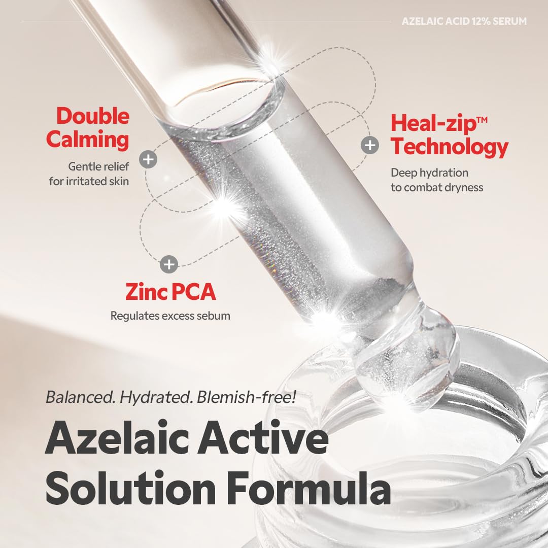 TIRTIR Azelaic Acid 12% Serum for Blemish-Prone Skin - Lightweight Hydrating Formula with Zinc PCA & Hyal-ZIP, Non-Comedogenic, Fragrance-Free