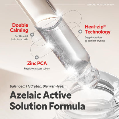 TIRTIR Azelaic Acid 12% Serum for Blemish-Prone Skin - Lightweight Hydrating Formula with Zinc PCA & Hyal-ZIP, Non-Comedogenic, Fragrance-Free