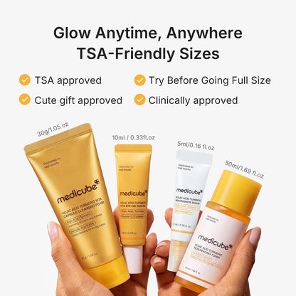 Medicube starter kit kojic brightening essentials, mini 4-step skincare set