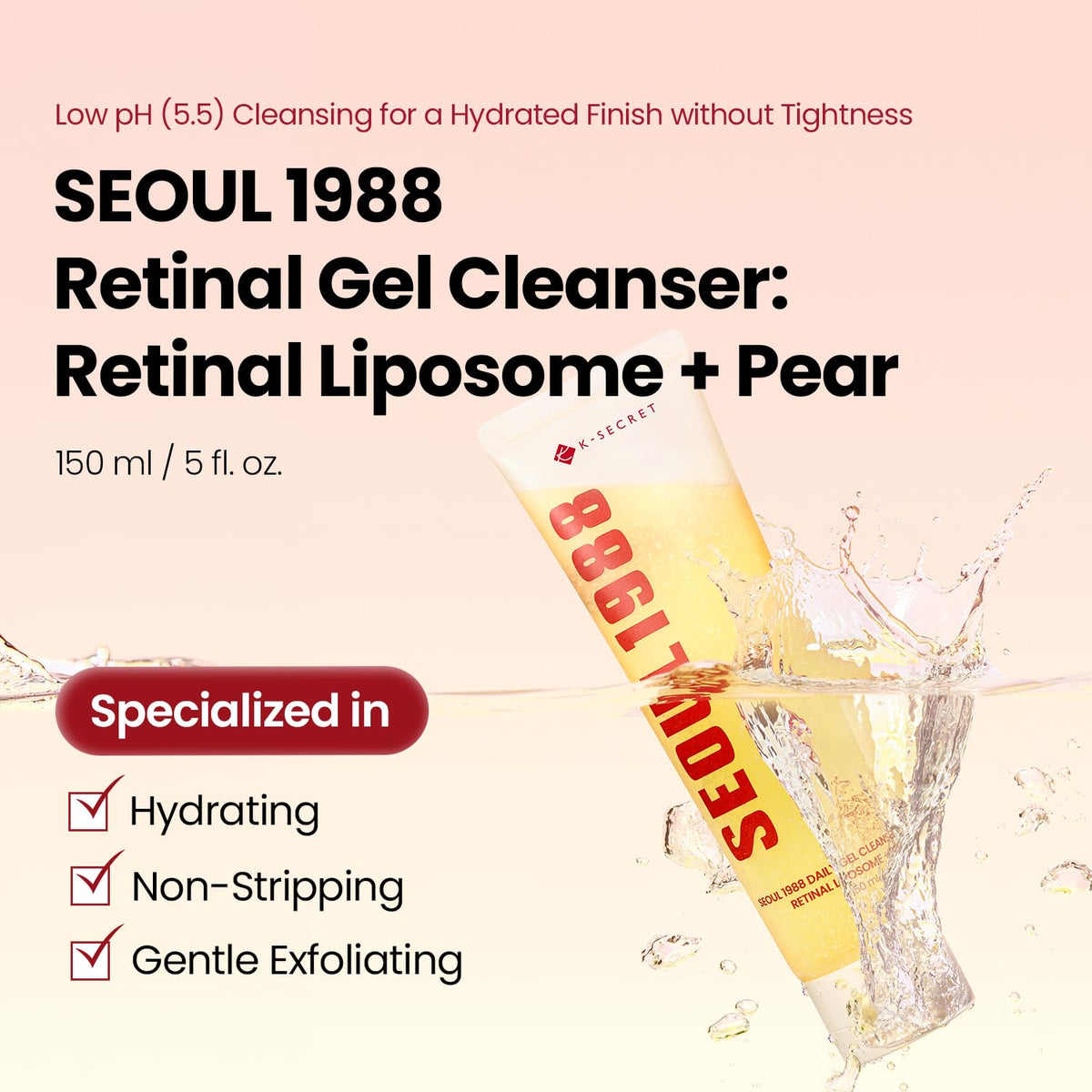 K-SECRET SEOUL1988 Retinal Gel Cleanser, Gentle Low pH Face Wash