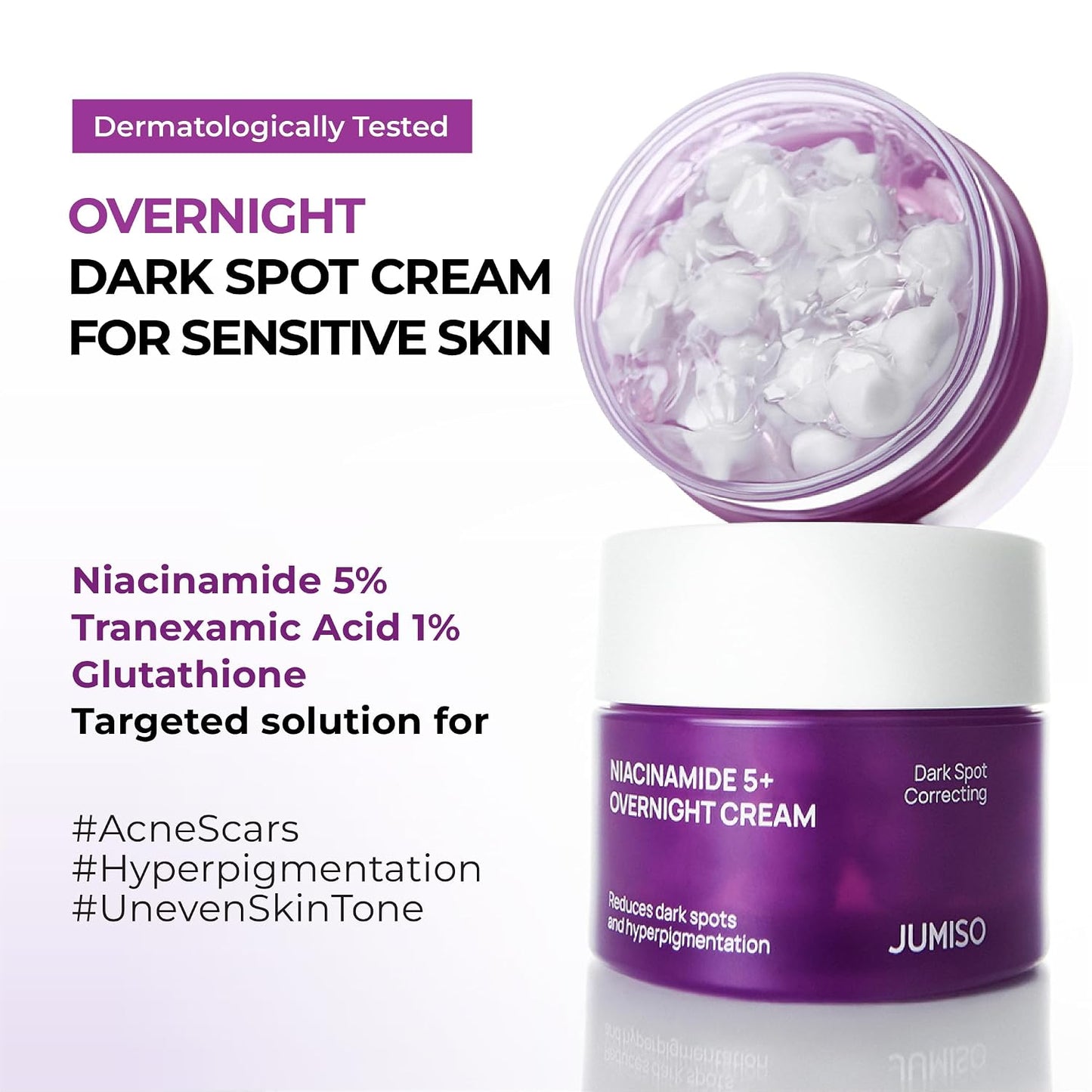 JUMISO Niacinamide Overnight Sleeping Mask, Capsule Cream, Customizable capsule sleeping mask: 5% niacinamide, TXA & glutathione Tone Appearance Care, Ceramide & HA, fragrance-free