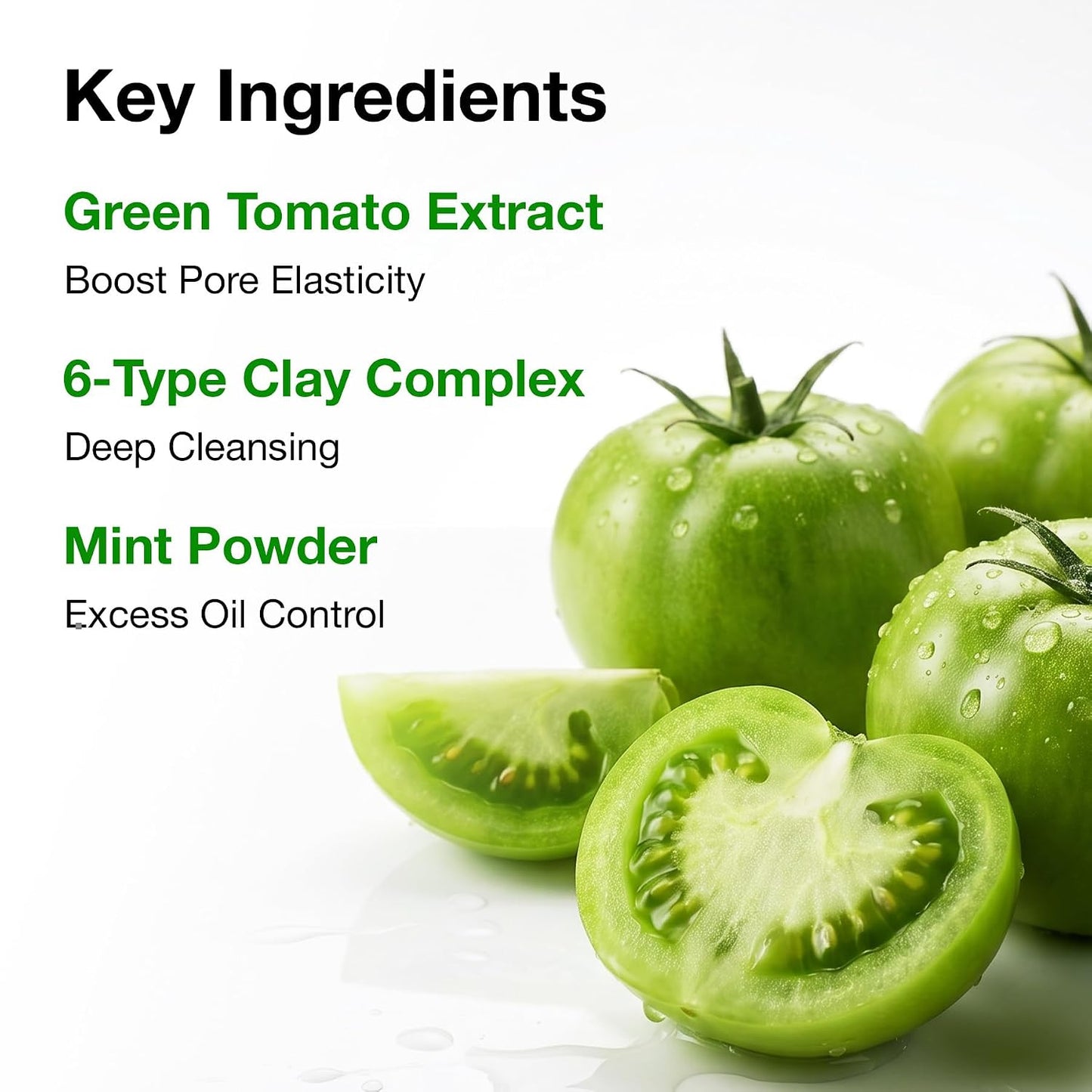FULLY Green Tomato Pore Clay Mask Cleanser for Deep Cleansing, Clay Pack Cleanser for Deep Pore Cleansing, Blackhead & Sebum Control, Gentle Korean Face Wash for Oily & Combination Skin