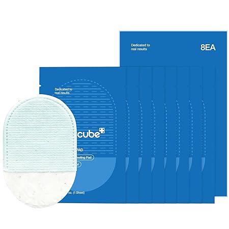 medicube Zero Pore Peel Pads (8ea) | Smoothing Mitt for Face & Body | Rice Extract, Natural AHA & Panthenol | Double-Sided Organic Cotton & Microfiber Pads