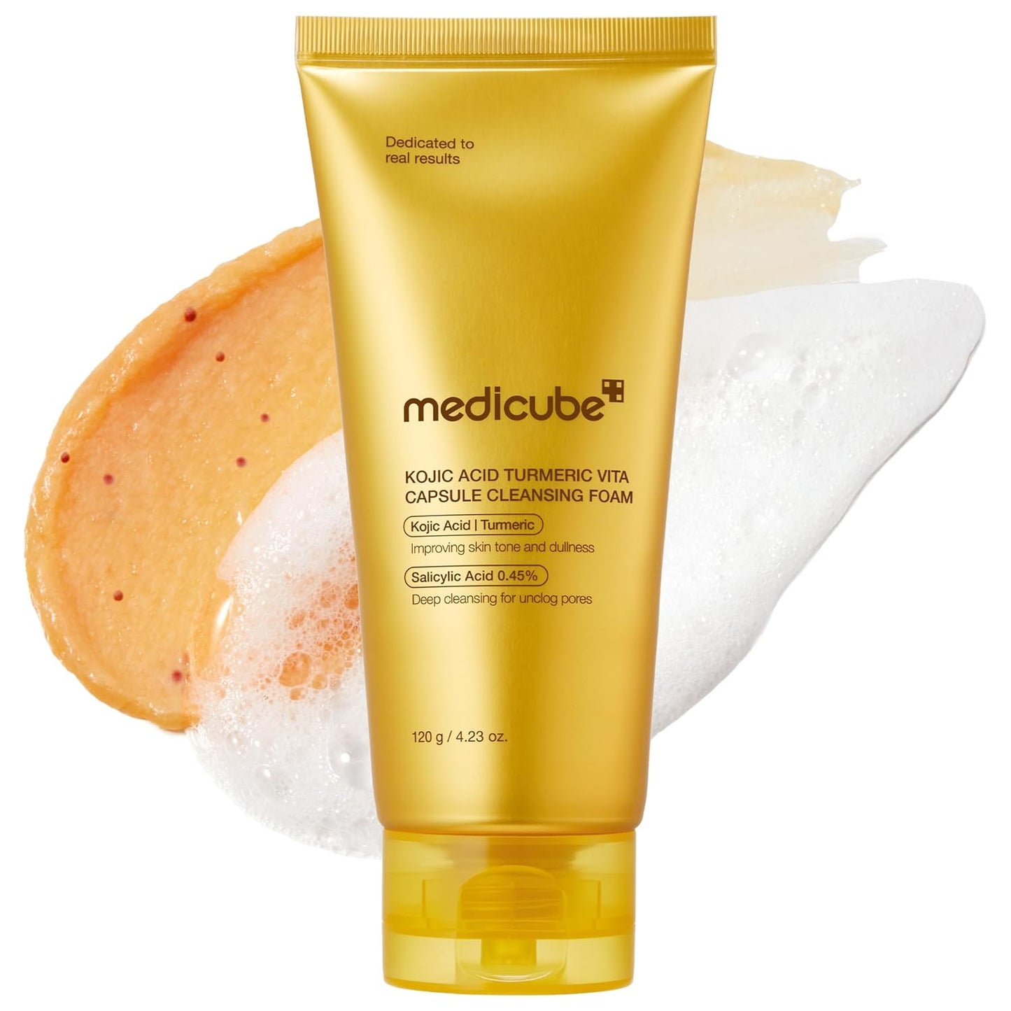 medicube Facial Cleanser Turmeric Capsule Foam Cleanser | for Balancing Uneven Skin Tone & Texture | Fade Appearance of Uneven Patches & Ideal for Use After Spot Care | Korean Skincare