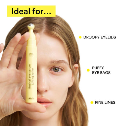 Abib Retinal Eye Serum Lifting Roller, Anti-Aging Eye Applicator for Wrinkles, Puffiness, Dark Circles with Caffeine & Bakuchiol for Under Eyes, Travel Size Skincare Essential