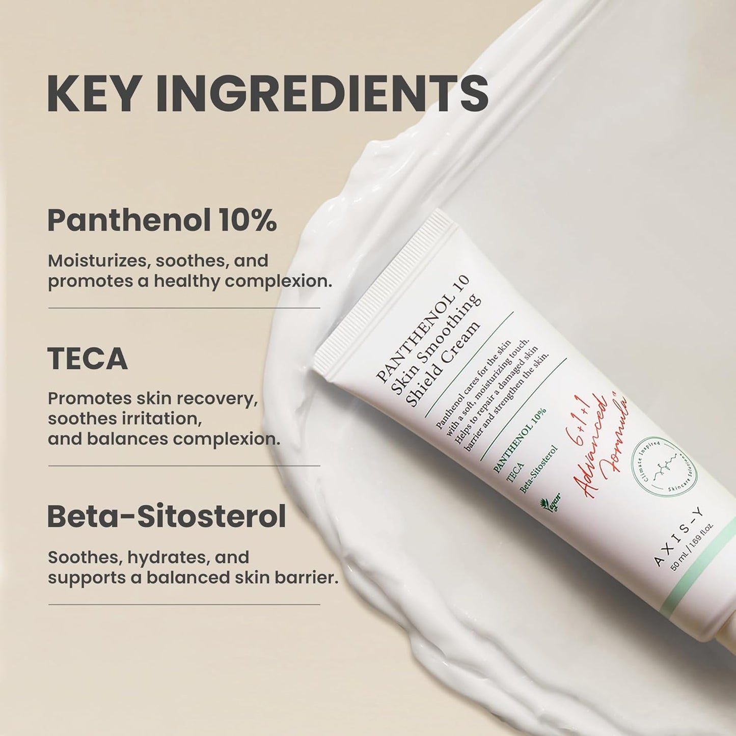 AXIS-Y Panthenol 10 Skin Smoothing Shield Cream - Daily Facial Moisturizer Barrier Cream for Long Lasting Hydration & Soothing - Vegan Korean Skin Care Face Lotion