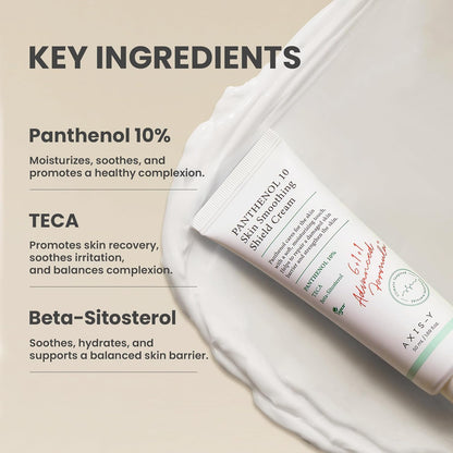 AXIS-Y Panthenol 10 Skin Smoothing Shield Cream - Daily Facial Moisturizer Barrier Cream for Long Lasting Hydration & Soothing - Vegan Korean Skin Care Face Lotion