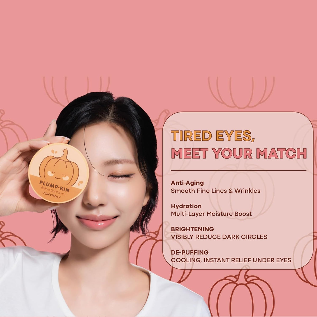 TONYMOLY Plump-kin Pumpkin Retinol Under Eye Patch, Dark Circles, 30 Pairs
