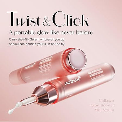 Medicube Collagen Glow Booster Milk Serum - Twist & Click - Radiance & Hydration with Niacinamide, Milk Protein Extract, Hydrolyzed Collagen - Illuminates & Firms Skin