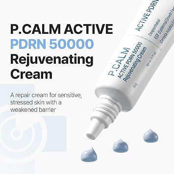 P.CALM Active PDRN 50000 Rejuvenating Cream, 20g / 0.7 oz Hydrating Moisturizer, Niacinamide, Panthenol, Skin Renewal, Plump Glow