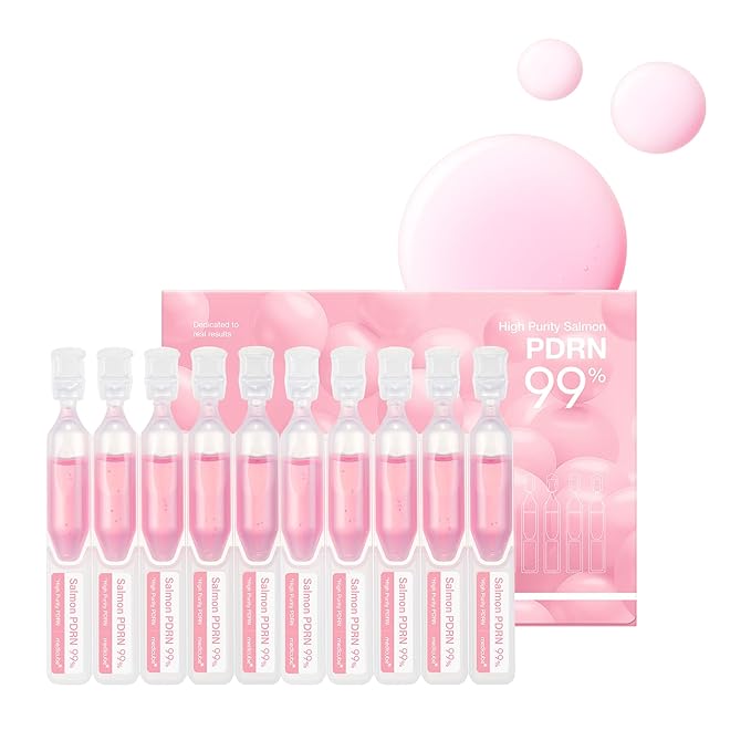 medicube Salmon DNA PDRN Pink One Day Serum - 99% Salmon DNA PDRN Intensive Ampoule, Collagen, Glutathione, Hyaluronic Acid, Improves skin radiance